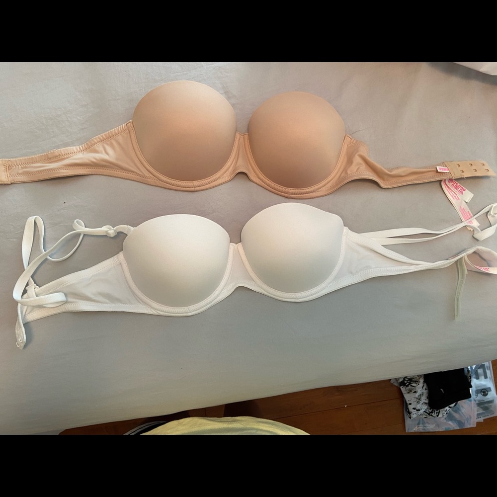 BRAND NEW pink strapless bra set of 2
